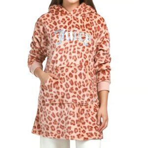 NWT Juicy Couture Leopard Plush Hooded Sleepwear Size S/M